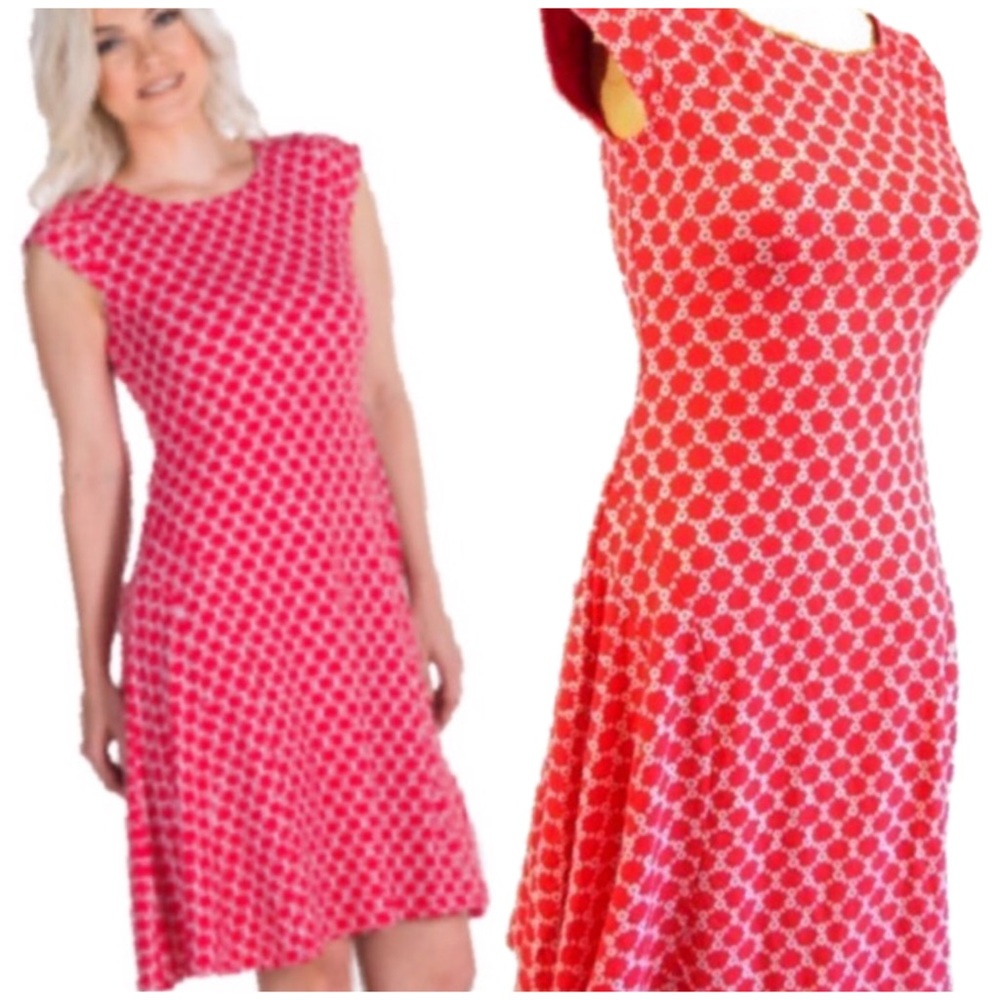 Coral and White dress BRAND NEW SUMMER LINED M -Xl